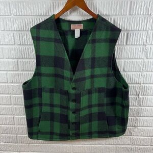 Filson Mackinaw Wool Vest Green Plaid Vintage 54